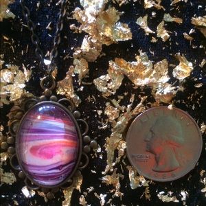 Pink and Purple Acrylic Pour Necklace